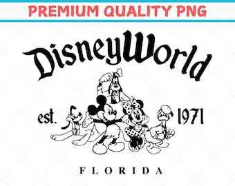 SVG de Disney World Florida / PNG de Disneyworld Est. 1971 / SVG de viaje a Disney / PNG de vacaciones a juego en Disney / SVG de Mickey y sus amigos