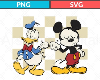 Mickey Mouse and Donald Duck Toddler SVG, Disney Friends PNG (Digital Download)