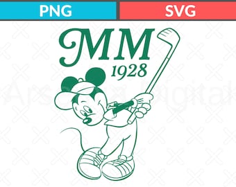 Mickey Mouse jugando al golf SVG, MM 1928 PNG (Descarga digital)