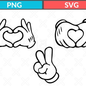 Mens Disney Svg, Disney Dad Png, Disney Mom Svg, Mickey Mouse Gloves Disney Svg, Disneyland, Disneyworld Png, Mickey Peace sign,Mickey Heart
