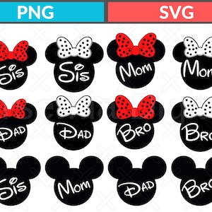 Family Vacation Disney Ears SVG Bundle – Mom Dad Sis Bro Mouse Head Clipart – Matching Shirts PNG, Cricut, Silhouette Cut Files