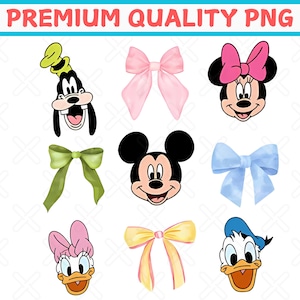 May include: A set of eight digital clipart images featuring Disney characters, including Mickey Mouse, Minnie Mouse, Donald Duck, and Goofy. The images are in a cartoon style and are perfect for crafting projects, scrapbooking, and more.