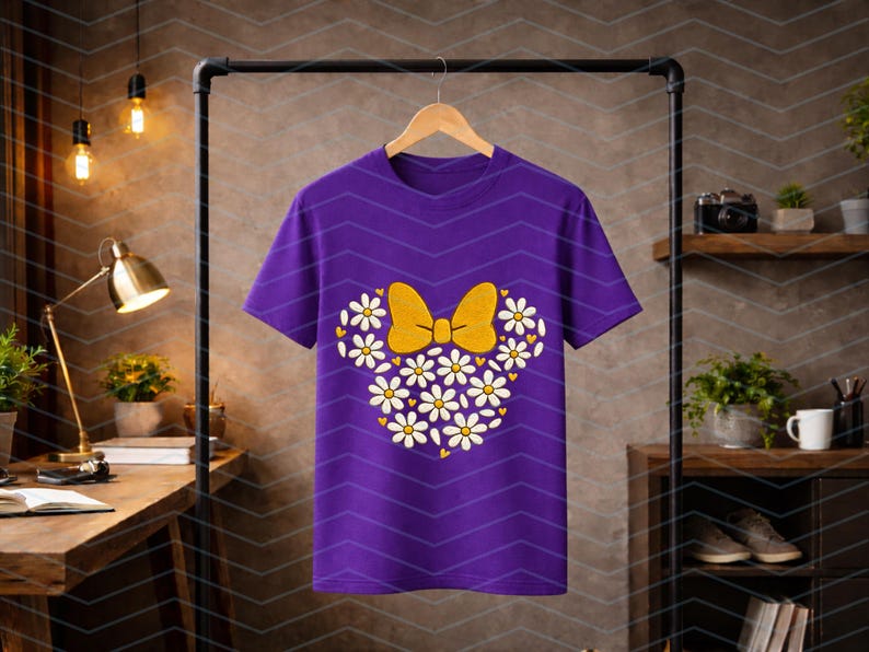 Bordado floral de Minnie Mouse PNG, lazo de margarita (descarga digital) imagen 7