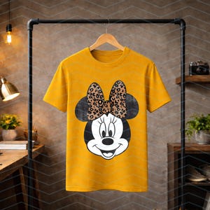 Minnie Mouse SVG PNG – Distressed Vintage Leopard Bow Portrait (Instant Download) image 5