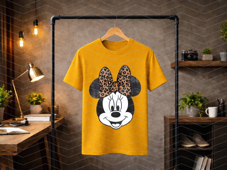 Minnie Mouse SVG PNG – Distressed Vintage Leopard Bow Portrait (Instant Download) image 5
