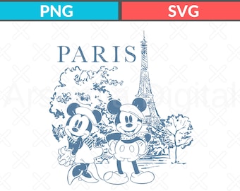 Mickey & Minnie In Paris Aufnäher, Disney Paar Paris Urlaub Png, Disneyland Familienreise 2026 Aufdruck