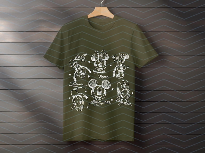 Vintage Mickey and Friends Signatures Svg, Mickey & Co Baby Png Crop Tank, Mickey Sketch Svg, Disney Sketch Png, Disney Family Svg image 3