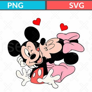 Mickey y Minnie San Valentín Vintage Colores Confort Svg, Disneyland Love Png, Día de San Valentín Svg, Disney Lover Valentines Png