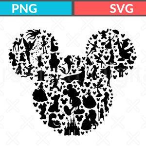 Svg Mickey Mouse silhouette Png, Cartoon character Cut file, Cricut, Animal Kingdom, princess, magic, Toy Story Sublimate, Digital Download