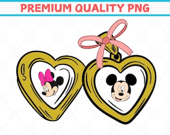 Medallón de Mickey y Minnie PNG: Diseño Y2K de Disneyworld (Descarga digital)