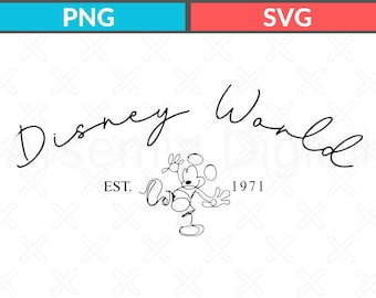Disney World Est. 1971 Svg, Colores Confortables Disney Png, Disneyworld Svg, Personajes Disney Vacaciones Png, Amigos Disney Svg