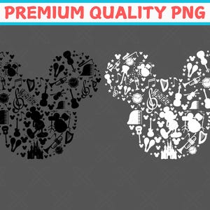 mickey music band, Png Mickey Mouse silhouette Png, Cartoon character file, Cricut,mickey music,mickey instrument, Digital Download