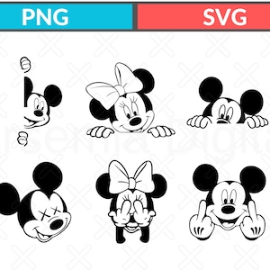 Funny Mickey Peek SVG PNG – Cartoon Character Sticker Cut File for Cricut Silhouette Decal Clipart
