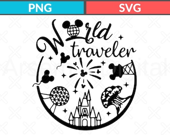 Wereldreiziger Svg, Disneyland png, Disney vakantie Svg, Disney World png, Disney familie-uitstapje Svg