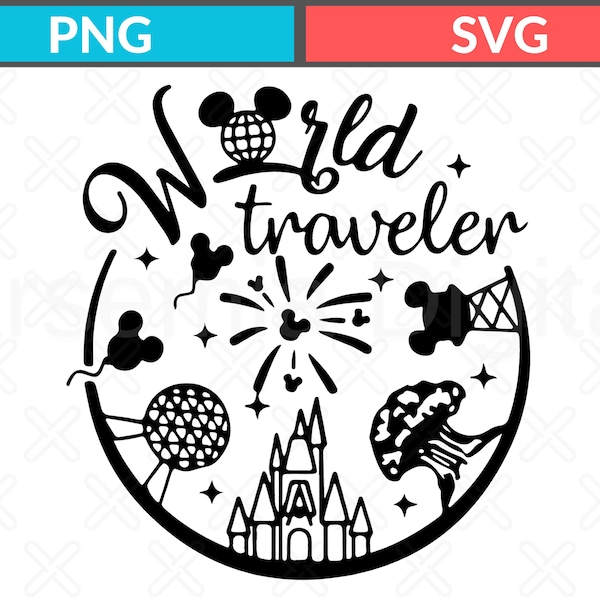 World Traveler Svg, Disneyland Png, Disney Vacation Svg, Disney World Png, Disney Family Trip Svg