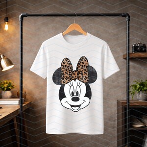 Minnie Mouse SVG PNG – Distressed Vintage Leopard Bow Portrait (Instant Download) image 8