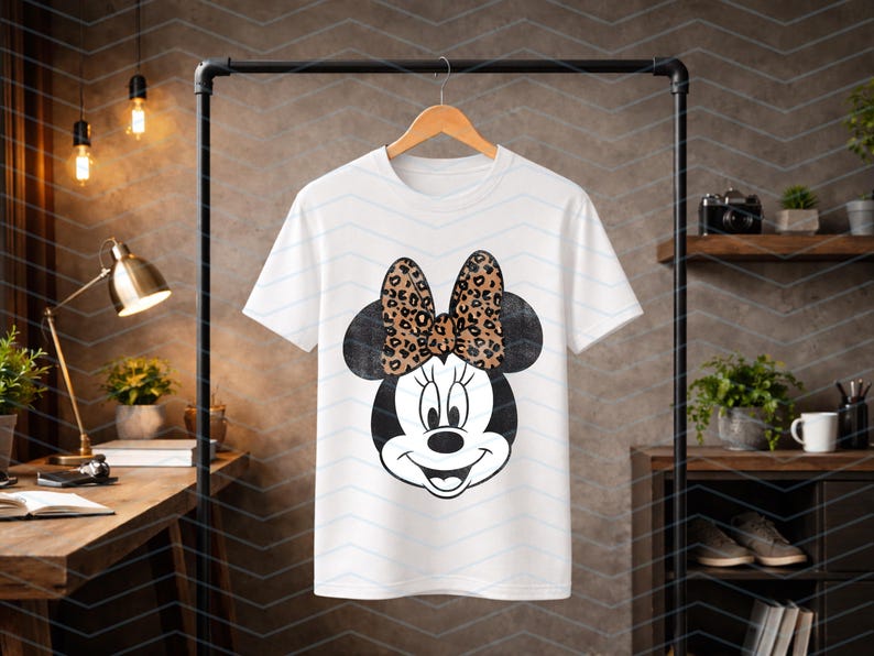 Minnie Mouse SVG PNG – Distressed Vintage Leopard Bow Portrait (Instant Download) image 8