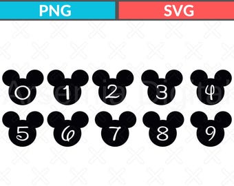 Ensemble de numéros Mickey Mouse : clipart anniversaire compte à rebours (téléchargement numérique
