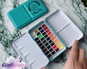 Personalized Watercolor Paint Set, Personalized Travel Watercolor Paint Set, Portable Watercolor Watercolor Travel Set, 24 Colors, 36 Colors