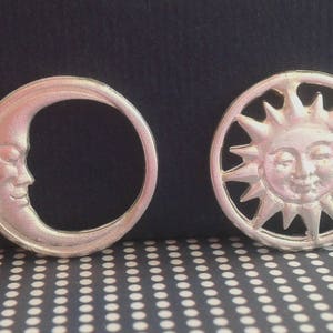 Sun and Moon Earrings - Sun and Moon Sterling Silver Studs - Sun and Moon Jewelry - Celestial Jewelry Sterling Silver - Couples Jewelry