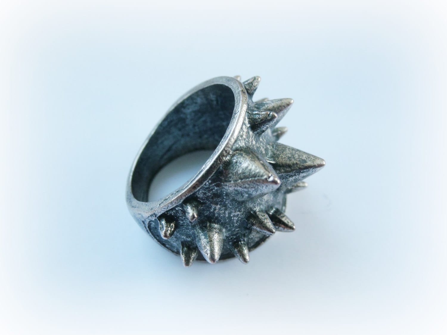 Spiked Urchin Ring Sterling Silver Thorn Silver Ring Spiked Ring