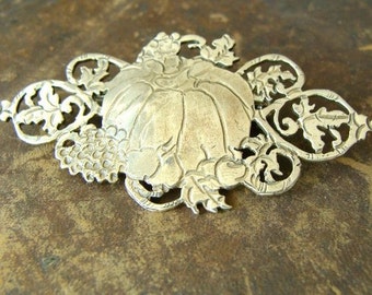 Joyería de calabaza - Joyería de calabaza de Halloween - Regalo de Acción de Gracias para ella - Broche de calabaza - Joyería de plata de cosecha - Pin de calabaza de plata