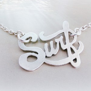 Surf Silver Jewelry -  Surf Anklet - Calligraphy Custom Jewelry - Sterling Silver Surf Necklace - Surf Silver Jewelry - Surf Silver Charm