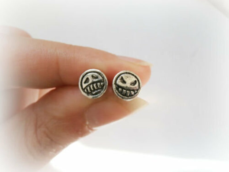 One Piece Silver Studs, Monkey Studs, Anime Earrings, Sterling Silver One Piece Stud, Pirate Studs, Geek Gift For Him image 1