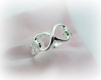 Love Infinity Ring - Custom Infinity Ring - Heart Infinity ring - Love knot Infinity Ring - Love Infinity Ring Sterling Silver