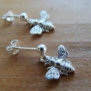 Sterling Silver Bee earrings Womens Jewelry . earrings . Gift Ideas for Her, Friend, Bridesmaids image 4