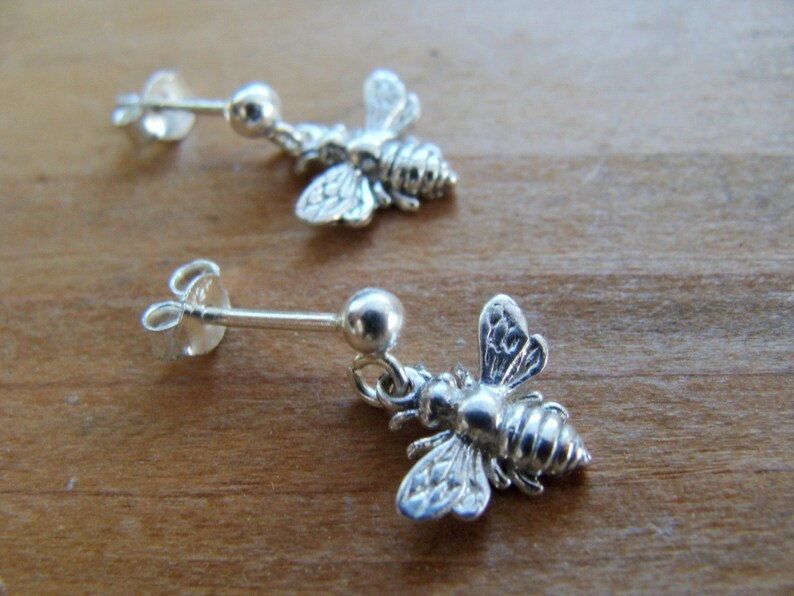 Sterling Silver Bee earrings Womens Jewelry . earrings . Gift Ideas for Her, Friend, Bridesmaids image 4