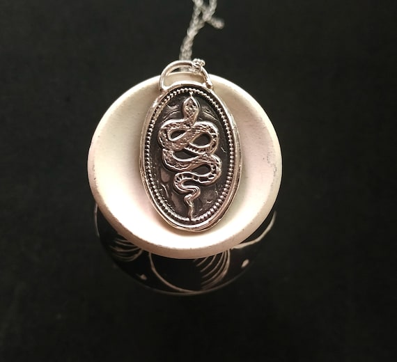 Snake Silver Necklace - Snake Wax Seal Necklace - Victorian Wax