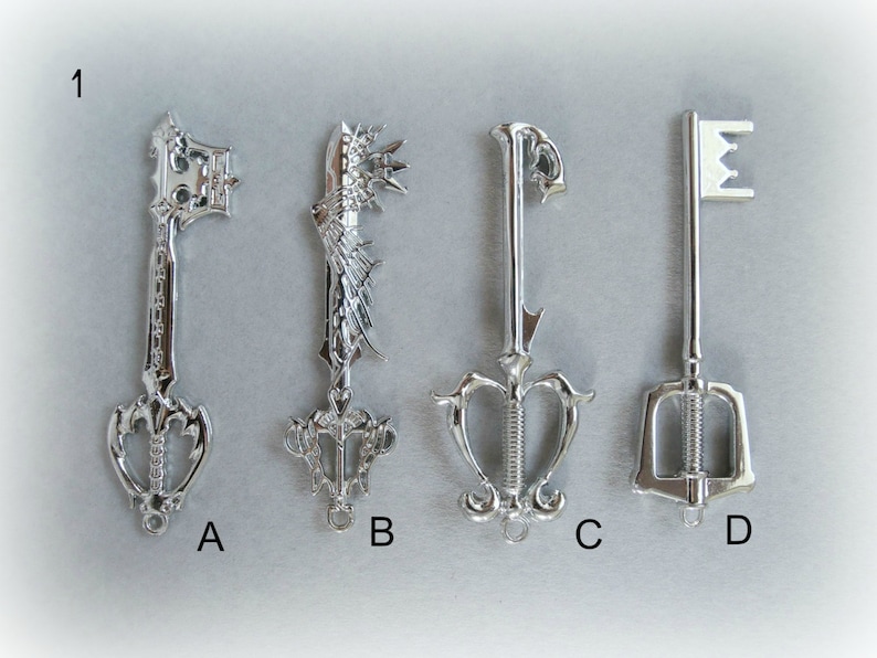 Kingdom Hearts Keys sterling Silver Necklace Sora Sterling Silver Oathkeeper Oblivion Key Sterling Silver by inspired by Kingdom Hearts image 1