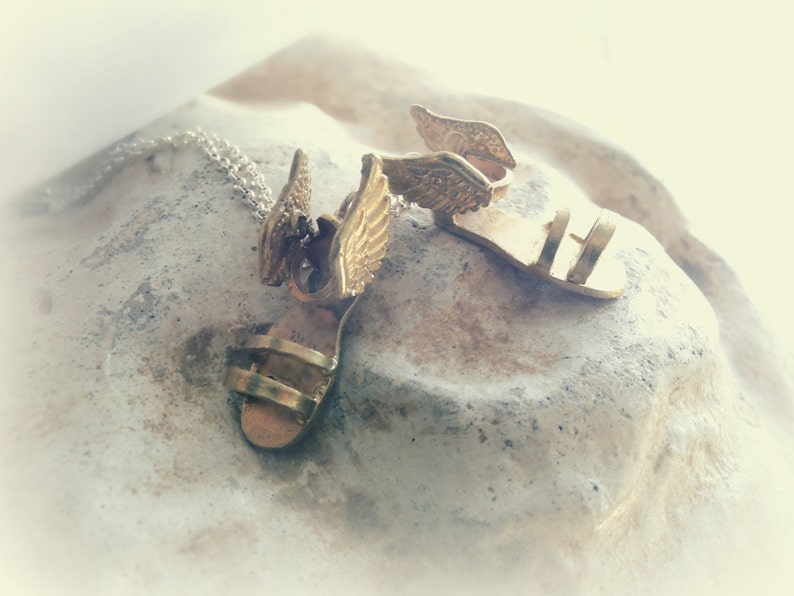 Winged Sandals Necklace Talaria Jewelry Hermes Winged Sandals Hermes Jewelry Marathon Necklace Runner Charm Running Jewelry image 1