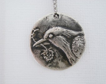 Bird Necklace, Silver Crow Necklace , Bird Pendant, Silver Raven Necklace, Silver Bird Necklace, Raven Jewelry, Crow Jewelry, Quote Jewelry