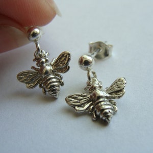 Sterling Silver Bee earrings Womens Jewelry . earrings . Gift Ideas for Her, Friend, Bridesmaids image 3