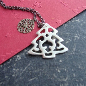Christmas Tree Sterling Silver Necklace Christmas Necklace Stocking Stuffer Sterling Silver Christmas Tree Necklace Mini Xmas Tree image 5
