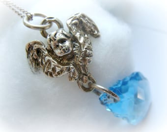 Zilveren beschermengelketting - cherubijnzilveren ketting - engelenketting sterlingzilver - beschermengel-sieraden