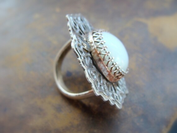 Big Moonstone Silver Ring - Moonstone Cocktail Ri… - image 5