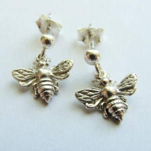 Sterling Silver Bee earrings Womens Jewelry . earrings . Gift Ideas for Her, Friend, Bridesmaids image 2