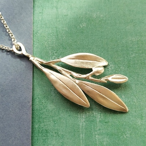 Olive Leaf Necklace, Olive Necklace , Olive Leaf Branch, Leaf Silver Necklace, Olive Sterling Silver Necklace, Leaf Silver Jewelry