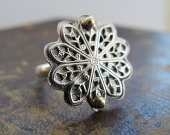 Star Ring Sterling Silver - Lace Silver Ring - Metalwork Silver Star Ring - Christmas Silver Jewelry - Christmas Silver Ring - Star Ring