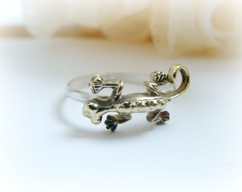 Reptile Stacking Ring - Silver Lizard Ring - Baby Dragon Ring - Reptile Jewelry - Lizard Jewelry - Silver Skinny Stacking Ring