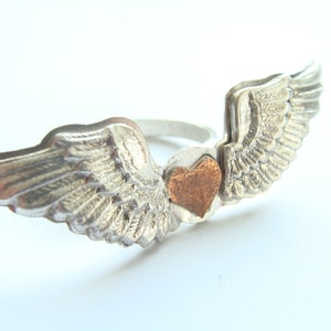 Winged Heart Ring - Winged Heart Silver Ring - Cupid Ring Sterling Silver - Valentine Day Ring - Angel Wings Ring - Angel Ring Silver 925