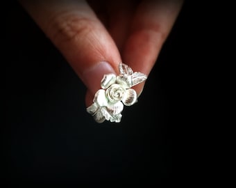 Rose Ring - Sterling Silver Rose Ring - Realistic Rose Ring - Flower Ring Sterling Silver - Handmade Rose Ring - Statement Rose Ring