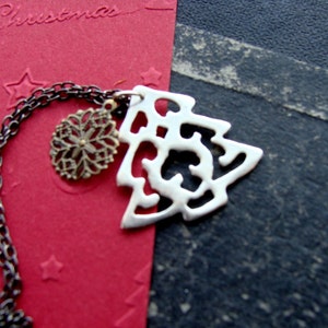 Christmas Tree Sterling Silver Necklace - Christmas Necklace Stocking Stuffer - Sterling Silver Christmas Tree Necklace - Mini Xmas Tree