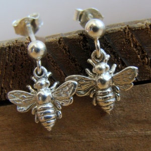 Sterling Silver Bee earrings Womens Jewelry . earrings . Gift Ideas for Her, Friend, Bridesmaids image 1