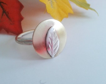 Leaf Ring, Silver Leaf Ring, Leaf Stacking Ring, Sterling Silver Stacking Rings, Leaf Jewelry, Falling Leaves, Autumn Jewelry