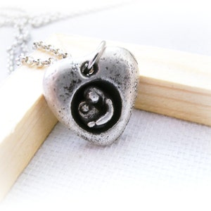 Mother and Child Sterling Silver Necklace Pregnant Lady Sterling Silver Pendant Baby Shower Gift New Mommy Sterling Silver Necklace image 1