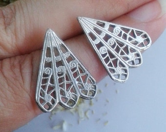 Lace Earrings - Silver Lace Jewelry - Lace Earrings Sterling Silver - Triangle Silver Earrings - Modern Silver Stud